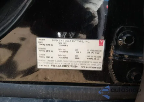 2014 Tesla Model S P85 z USA, uszkodzony, nr VIN 5YJSA1H15EFP52844